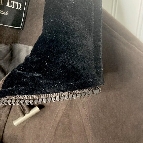 Fleet Street Women’s Faux Suede Toggle Button Zip Front Chocolate Brown Jacket-S - Picture 9 of 16